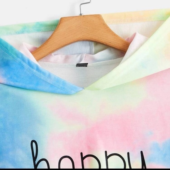 3/$28❤️SHEIN EZ wear multicolor tie-dye, & letter print crop hoodie size XL - Picture 4 of 4